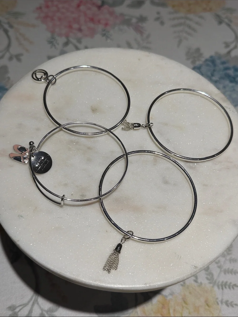 Women’s Silver-Tone Charm Bangle Bracelet Set